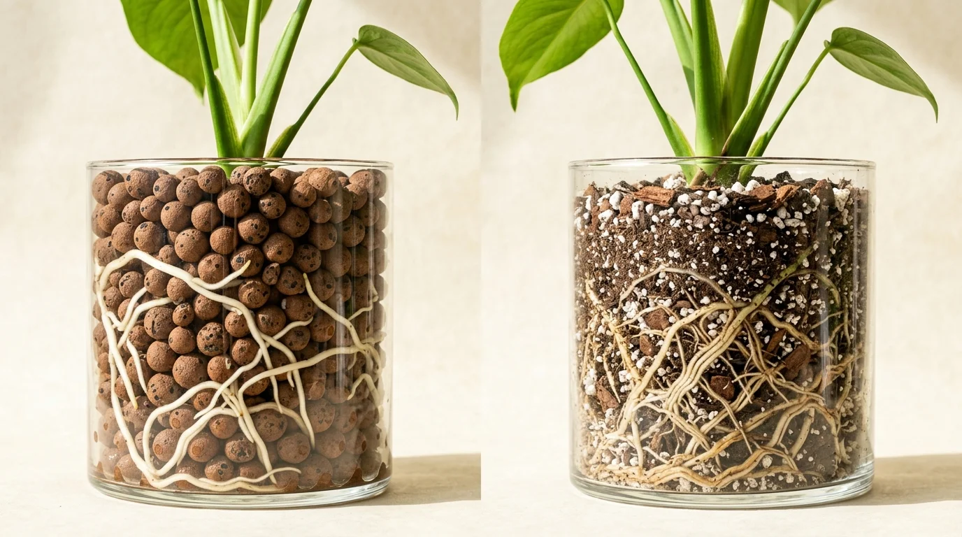 leca vs soil: LECA vs soil for houseplants: water, air, nutrients, salts and which to choose