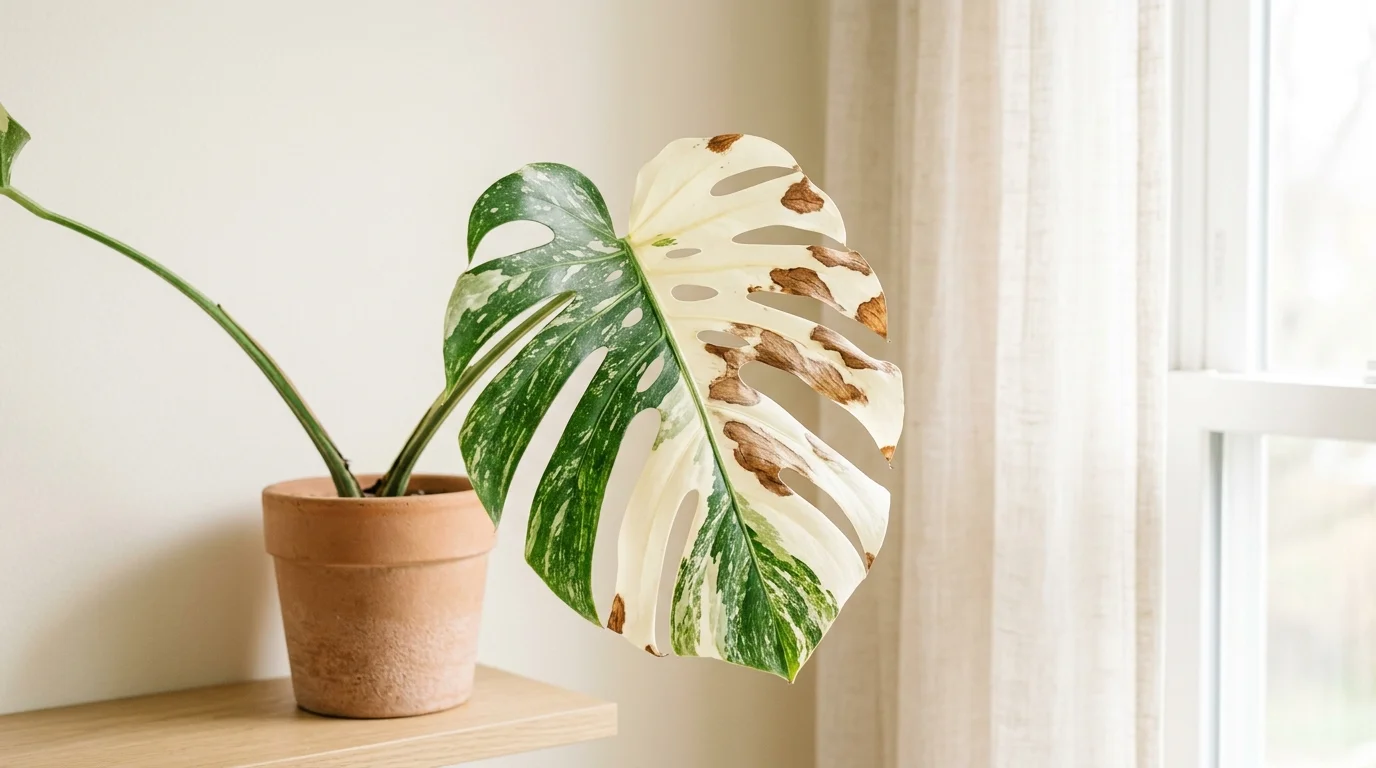 monstera thai constellation: Monstera 'Thai Constellation' care and problems: light, watering, brown spots on the cream sections, yellow leaves and root rot